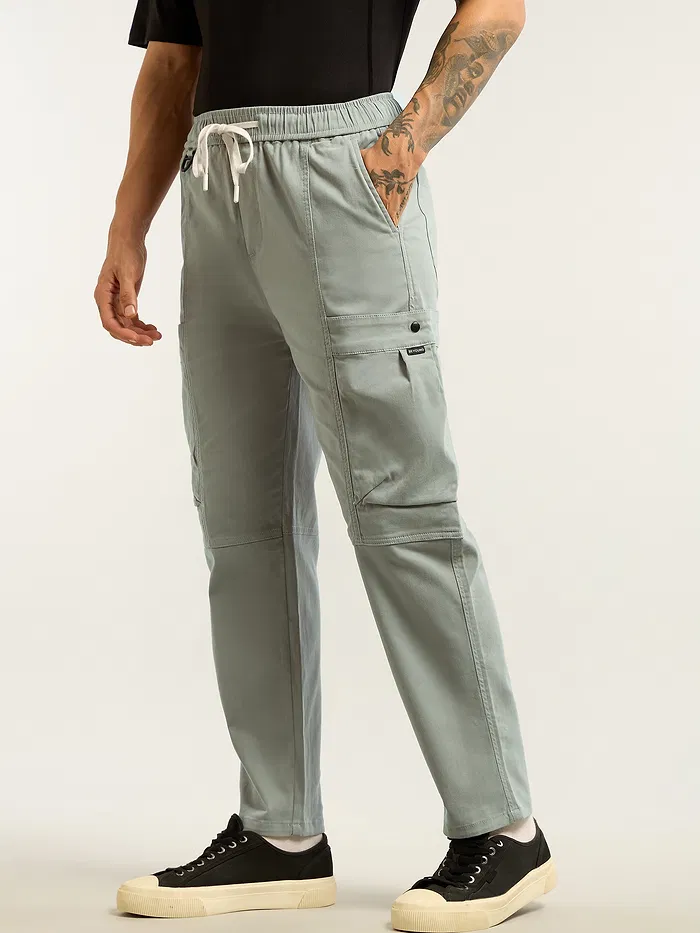 Light Grey Tapered Baggy Cargo Pants