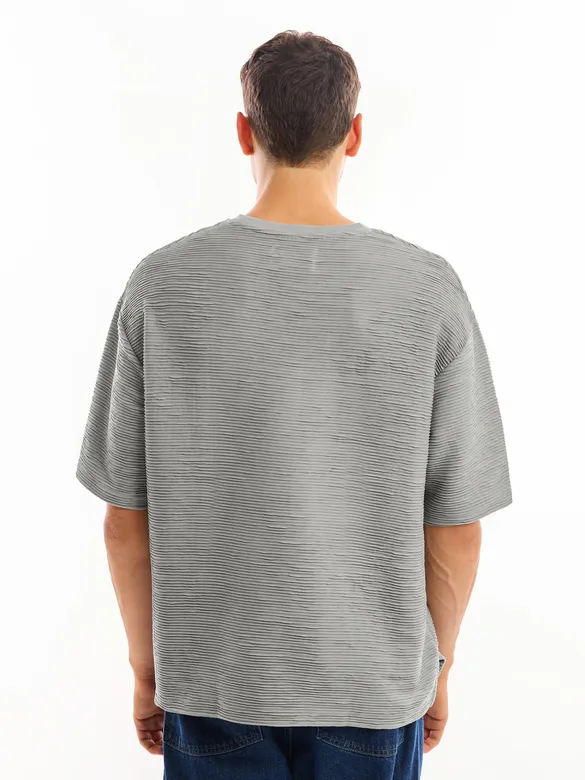 Light Grey Textured Oversized T-shirt