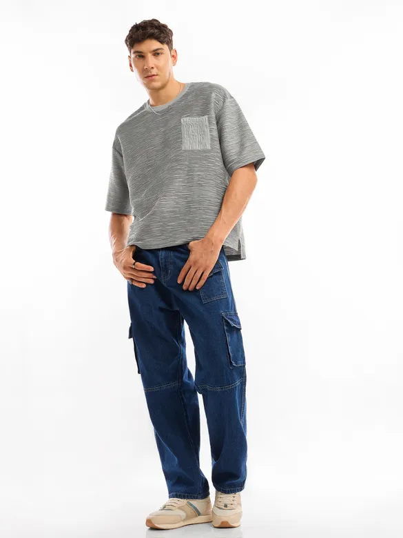 Light Grey Textured Oversized T-shirt
