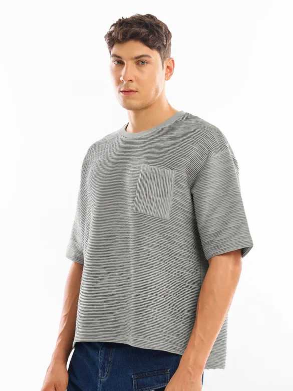 Light Grey Textured Oversized T-shirt