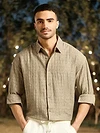 Light Khaki Textured Jacquard Shirt