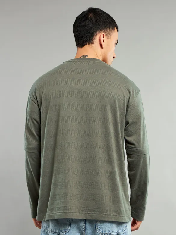 Light Olive Green Dual Sleeve Oversized T-Shirt