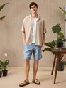 Light Peach Half Sleeves Cuban Shirt For Men