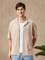 Light Peach Half Sleeves Cuban Shirt For Men