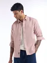 Light Pink Full Sleeve Waffle Shirt For Men