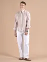 Light Pink Stripe Mandarin Collar Shirt