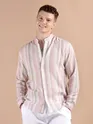 Light Pink Stripe Mandarin Collar Shirt