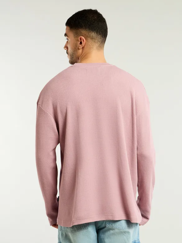 Light Pink Waffle Texture Oversized T-shirt