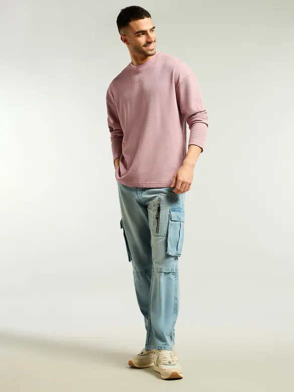 Light Pink Waffle Texture Oversized T-shirt