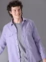 Lilac Plain Suede Urban Shirt for Men