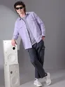 Lilac Plain Suede Urban Shirt for Men