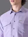Lilac Plain Suede Urban Shirt for Men