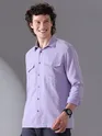Lilac Plain Suede Urban Shirt for Men