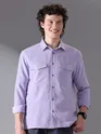 Lilac Plain Suede Urban Shirt for Men