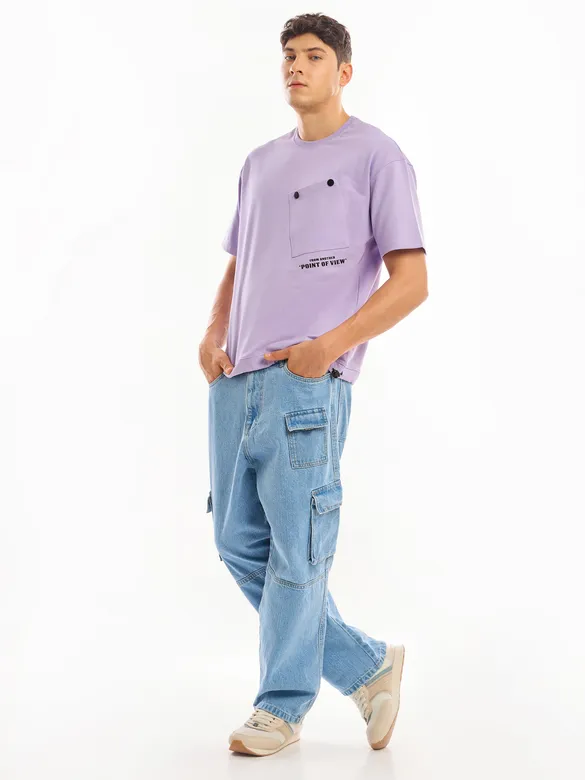 Lilac Tilted Patch Pocket Oversized T-shirt
