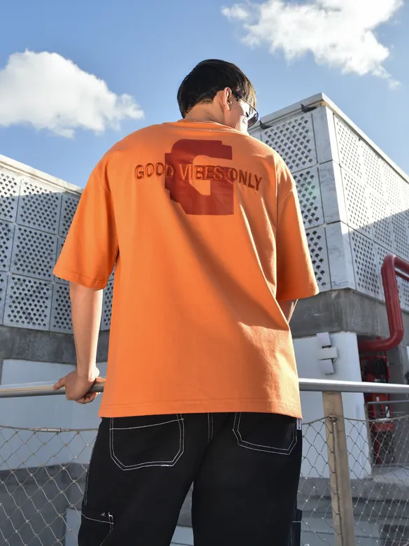 Maple Orange Chest Patch Oversized T-Shirt
