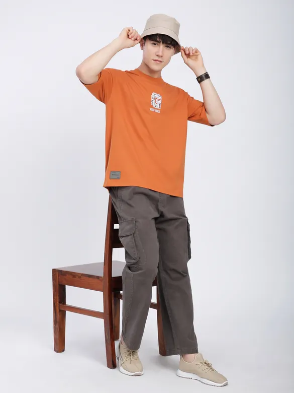 Maple Orange Chest Patch Oversized T-Shirt