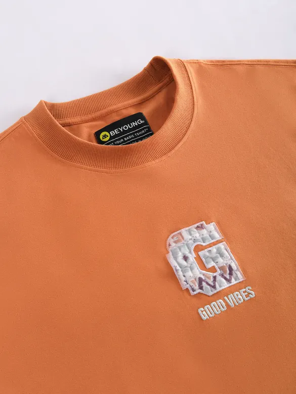 Maple Orange Chest Patch Oversized T-Shirt