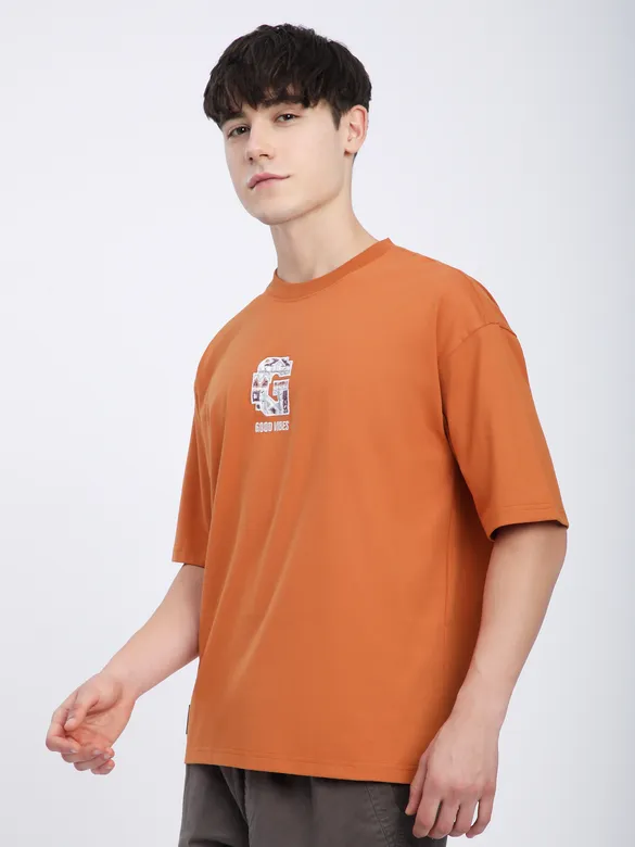 Maple Orange Chest Patch Oversized T-Shirt