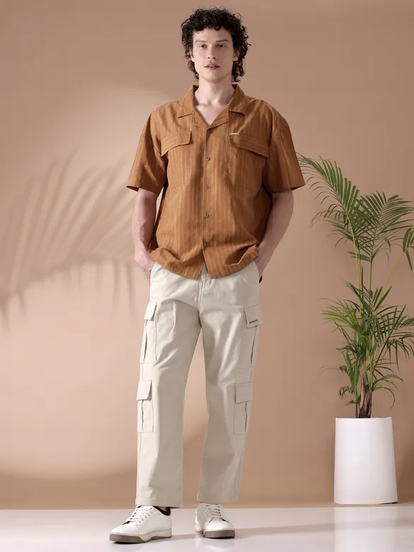 Maple Orange Half-Sleeves Shirt for Men