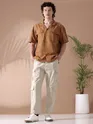 Maple Orange Half-Sleeves Shirt for Men