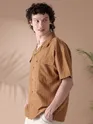 Maple Orange Half-Sleeves Shirt for Men