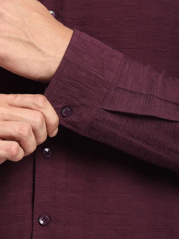 Maroon Crinkled Shirt