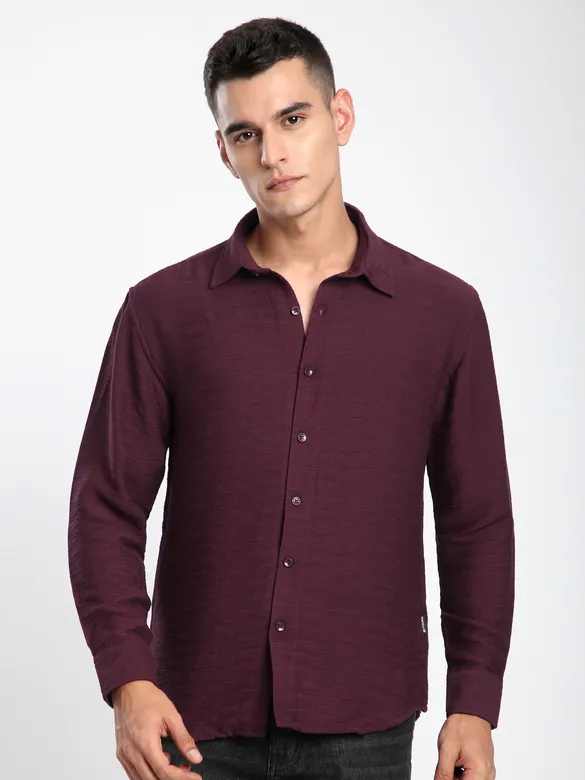 Maroon Crinkled Shirt
