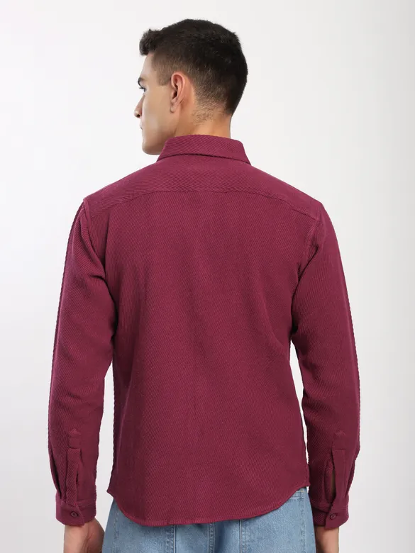Maroon Diagonal Striped Shirt