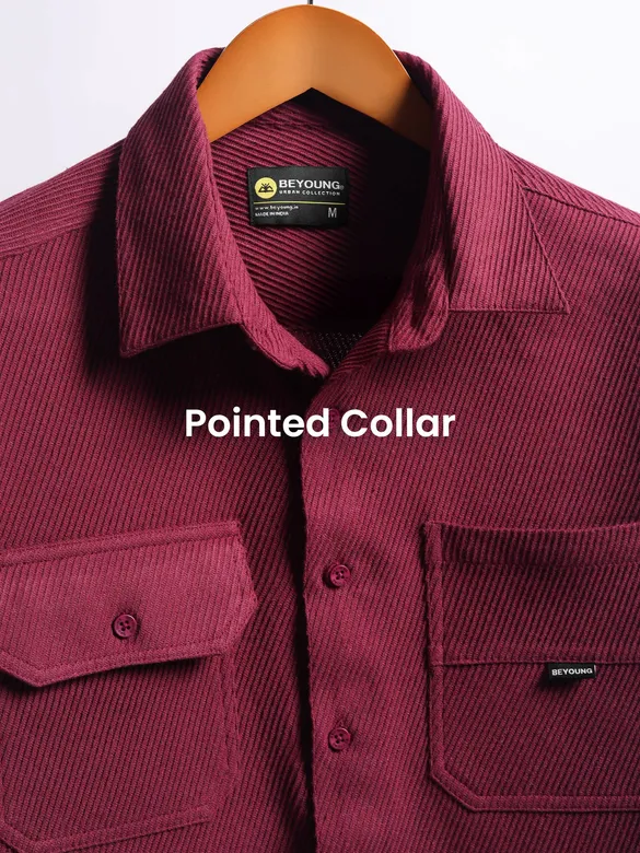 Maroon Diagonal Striped Shirt