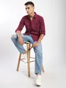Maroon Diagonal Striped Shirt