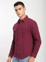 Maroon Diagonal Striped Shirt