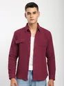 Maroon Diagonal Striped Shirt