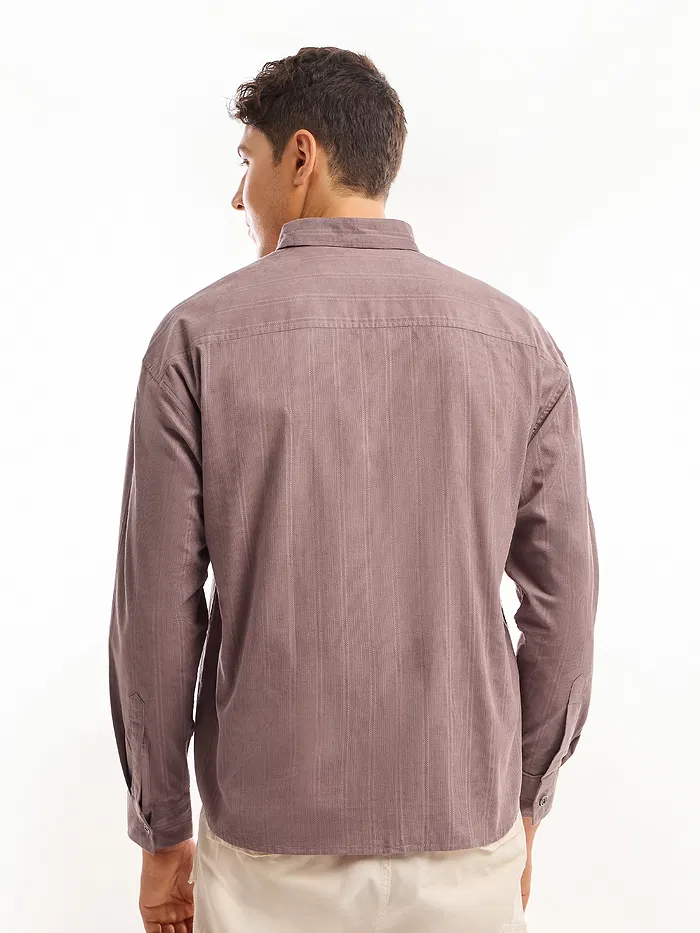 Mauve Cord Dobby Shirt For Men