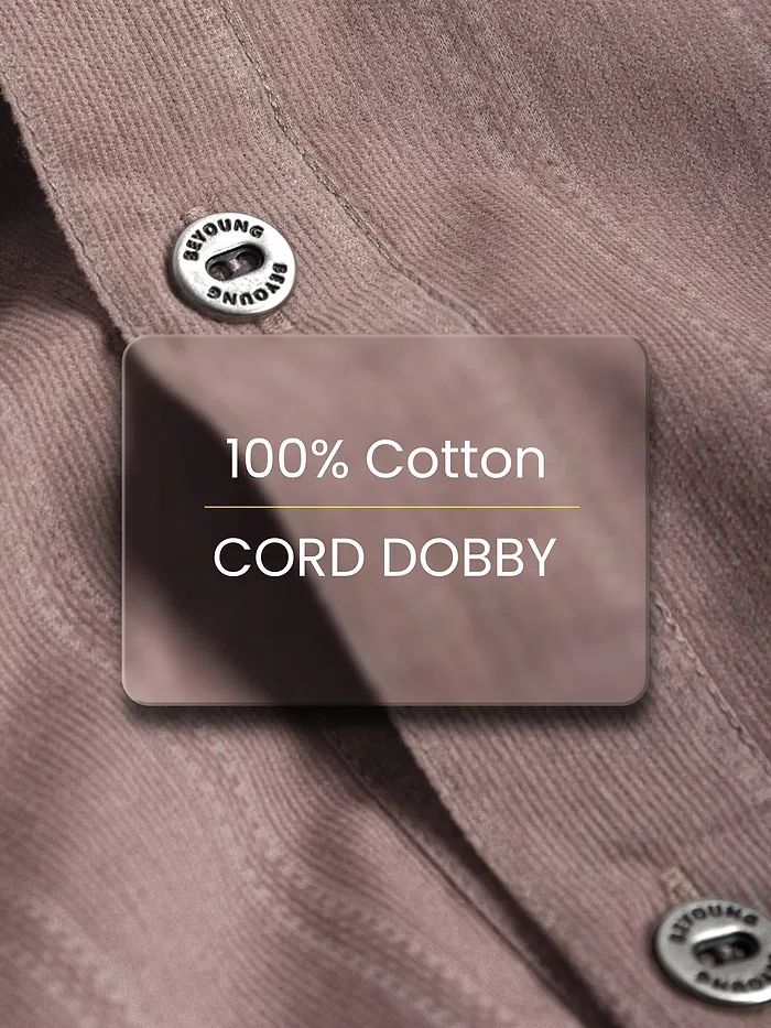 Mauve Cord Dobby Shirt For Men