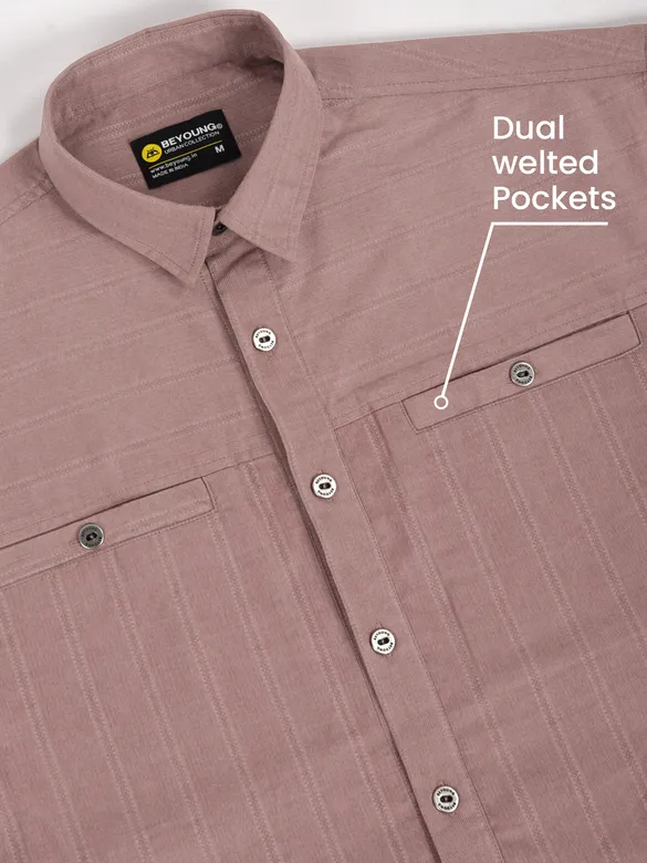 Mauve Cord Dobby Shirt For Men