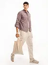 Mauve Cord Dobby Shirt For Men
