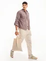 Mauve Cord Dobby Shirt For Men