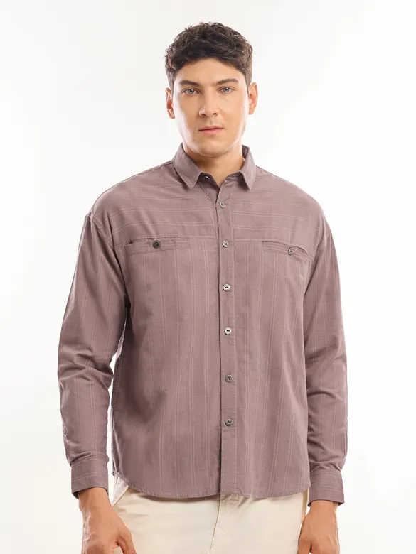 Mauve Cord Dobby Shirt For Men