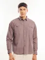Mauve Cord Dobby Shirt For Men