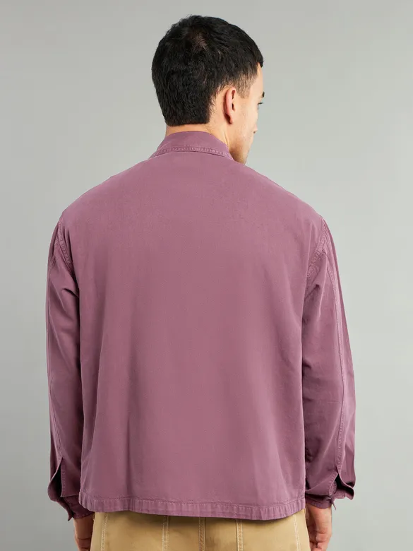 Mauve Overdyed Zipper Shacket