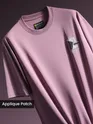 Mauve Pink Applique Patch HD Print Oversized T-Shirt