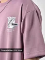 Mauve Pink Applique Patch HD Print Oversized T-Shirt