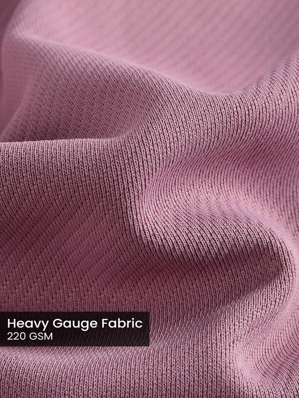Mauve Pink Applique Patch HD Print Oversized T-Shirt