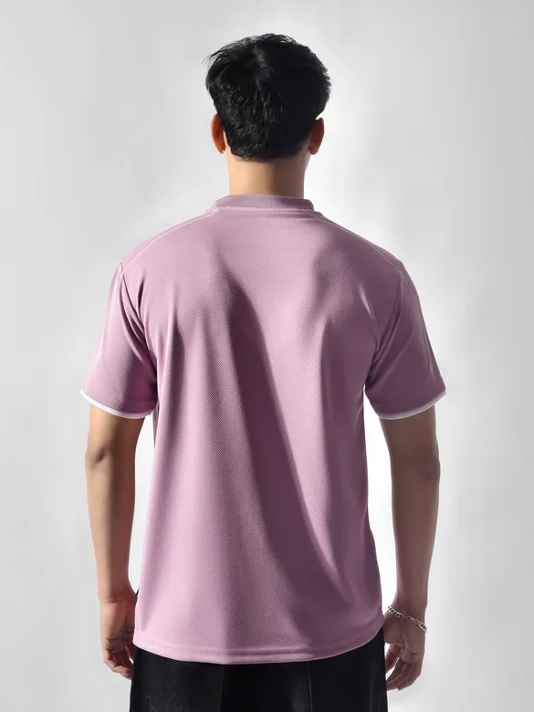 Mauve Pink HD Embroidered Dual Sleeves Oversized T-Shirt