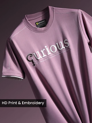 Mauve Pink HD Embroidered Dual Sleeves Oversized T-Shirt