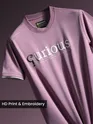 Mauve Pink HD Embroidered Dual Sleeves Oversized T-Shirt