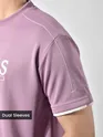 Mauve Pink HD Embroidered Dual Sleeves Oversized T-Shirt
