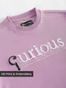 Mauve Pink HD Embroidered Dual Sleeves Oversized T-Shirt