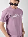 Mauve Pink HD Embroidered Dual Sleeves Oversized T-Shirt